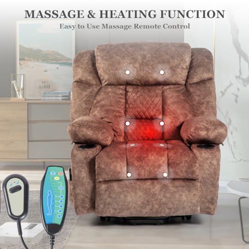 Fabric Power Lift Recliner Chair with Heat and Massage P284575