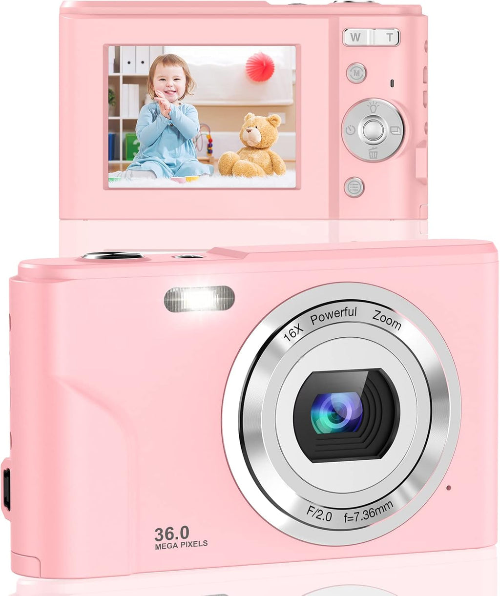 1080P Mini Kid Camera 36MP Rechargeable Point and Shoot Camera Pack of 2 V71228