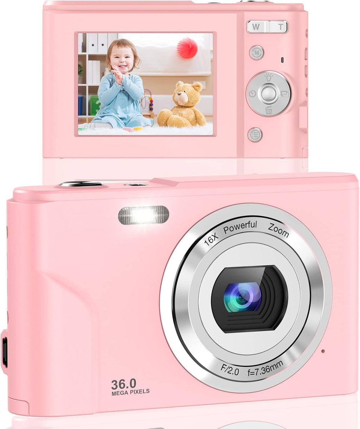 1080P Mini Kid Camera 36MP Rechargeable Point and Shoot Camera Pack of 2 V71228