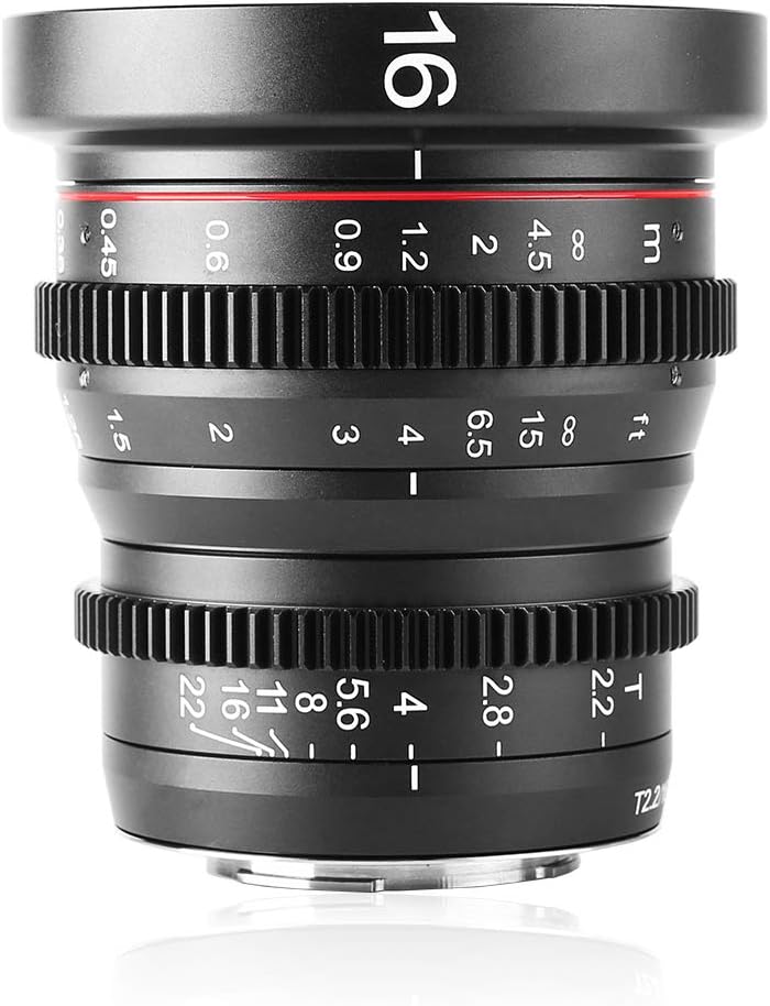 16mm T2.2 Manual Focus Wide Angle Cinema Lens for M43 Mount G493