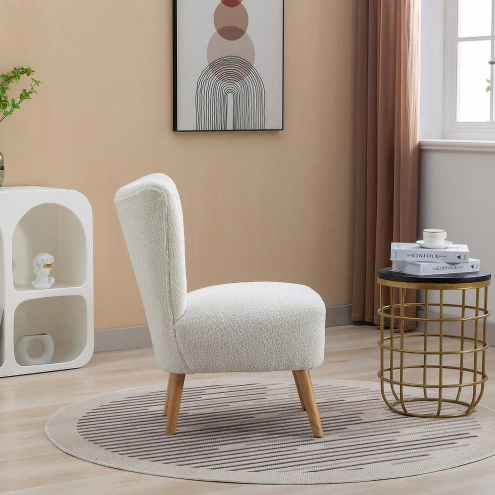 Ivory Boucle Upholstered Armless Accent Chair Z995