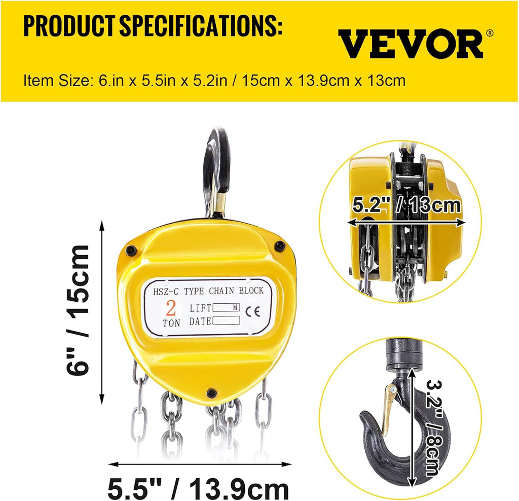 Yellow Pack of 2 Manual Chain Hoist V281