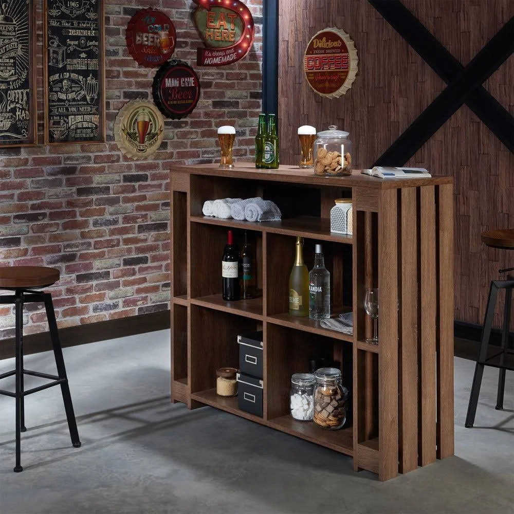 Rustic Walnut 47-inch Bar Dining Table S298