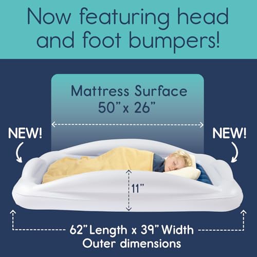 Navy Blue Inflatable Toddler Travel Bed with Safety Bumpers W138