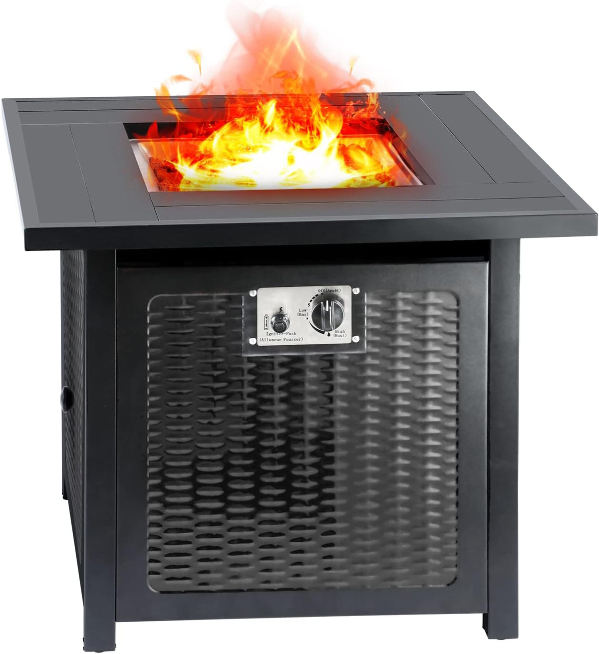 28 Inch Black Square Propane Fire Pit Table T280