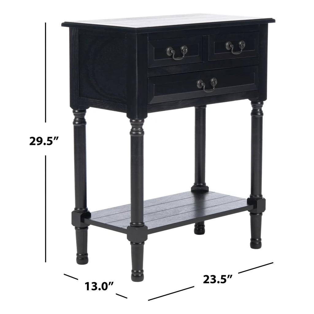 Black 3 Drawer Wood Console Table M37391
