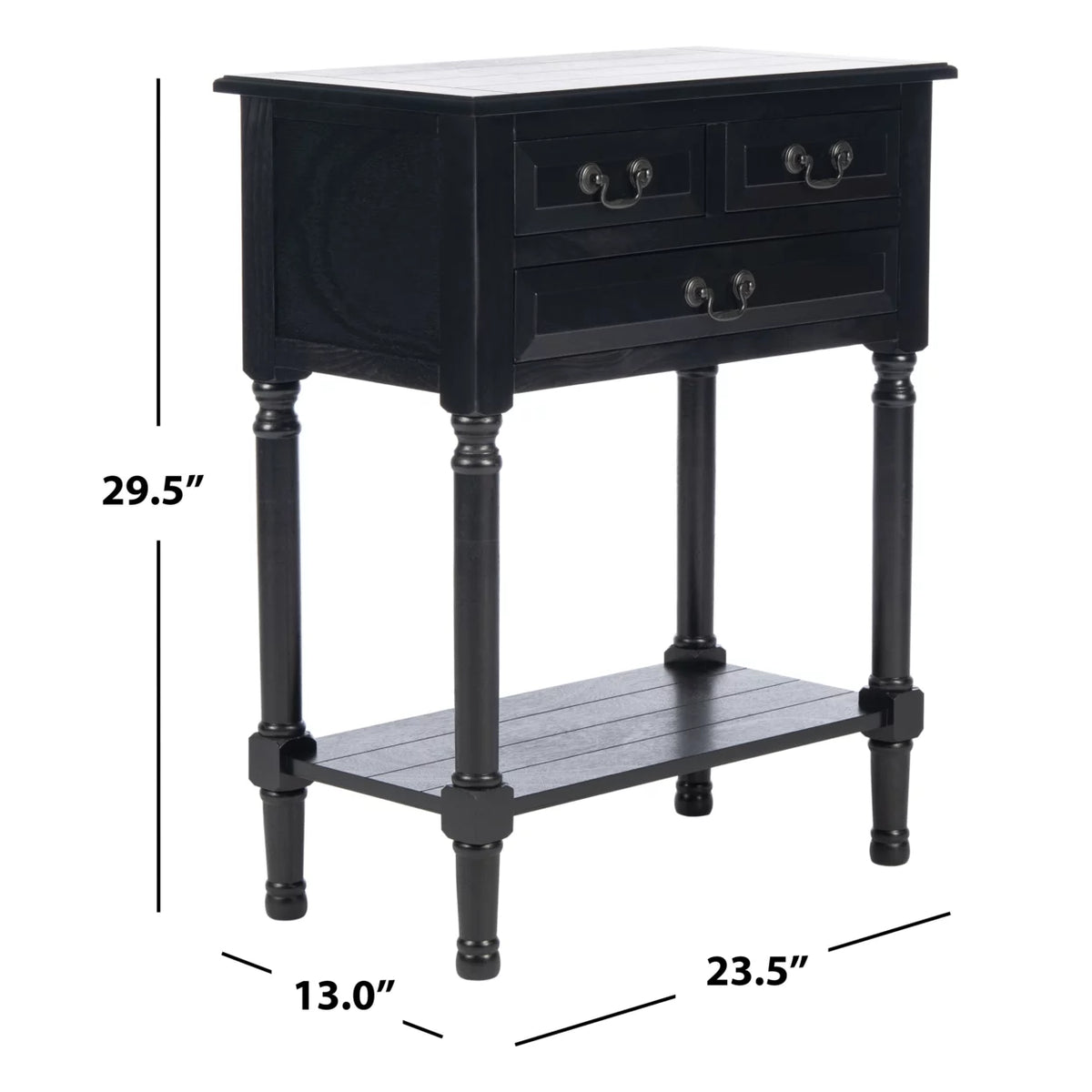 Black 3 Drawer Wood Console Table M37391