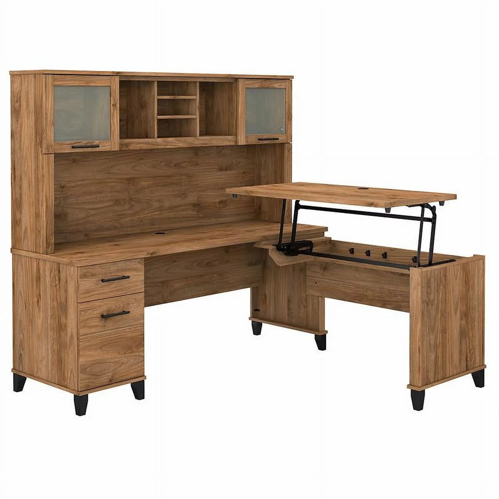 72W Sit to Stand L Desk with Hutch B131