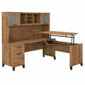 72W Sit to Stand L Desk with Hutch B131