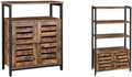 Rustic Brown Bookshelf and Storage Cabinet with 3 Shelves O515