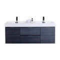 60 in. Double Sink Wall Mount Gray Oak Bathroom Vanity T2520