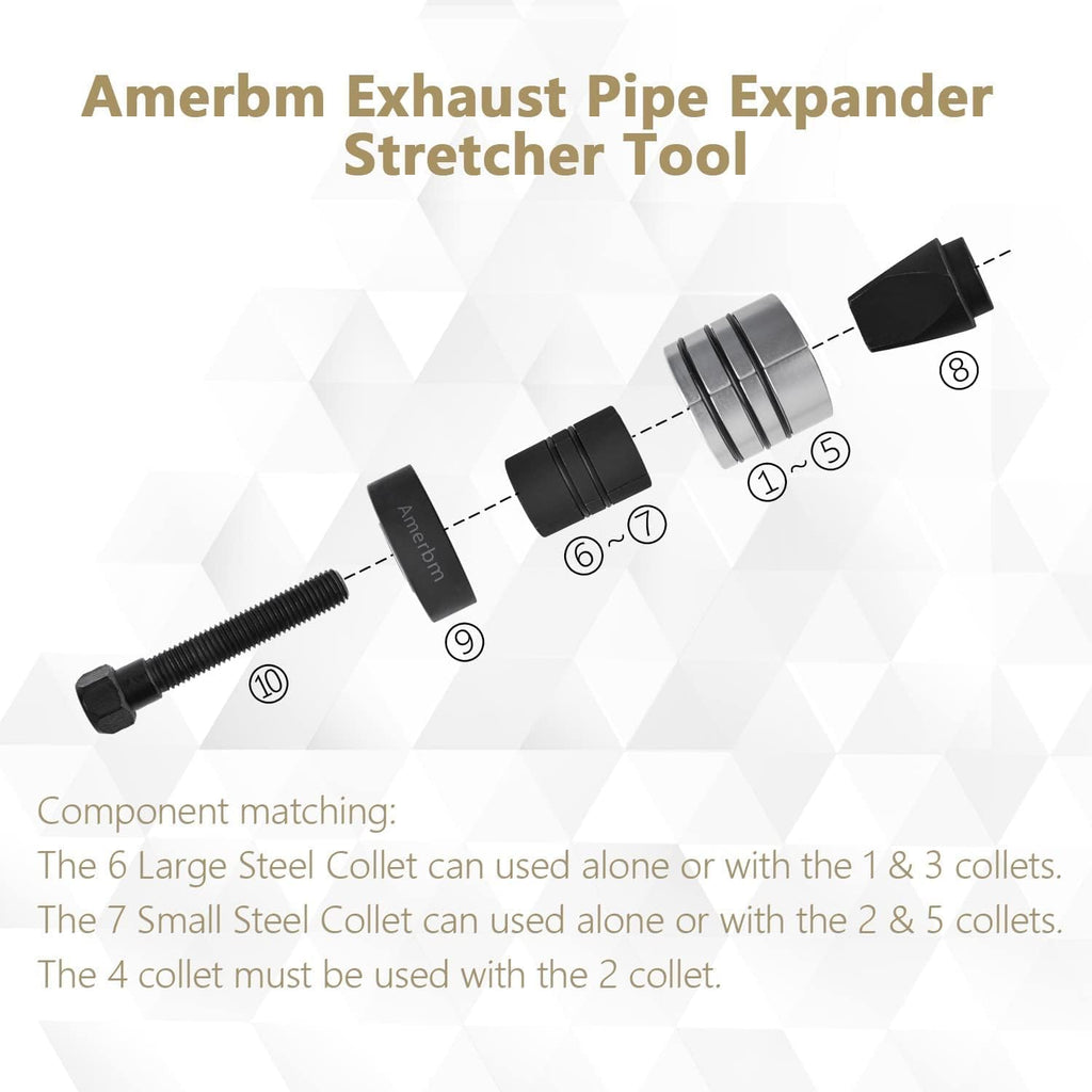 Exhaust Pipe Expander Tool Set 1-5/8 to 4-1/4 Inches with Rubber Rings M412466