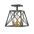 3 Light Semi Flush Mount Matte Black Olde Brass W9495