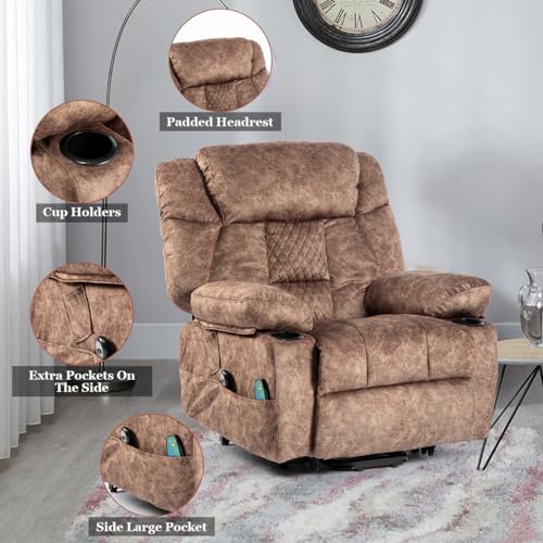 Fabric Power Lift Recliner Chair with Heat and Massage P284575