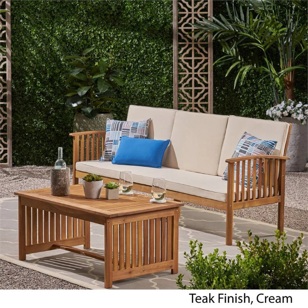 2 Piece Outdoor Acacia Wood Sofa Set B9040