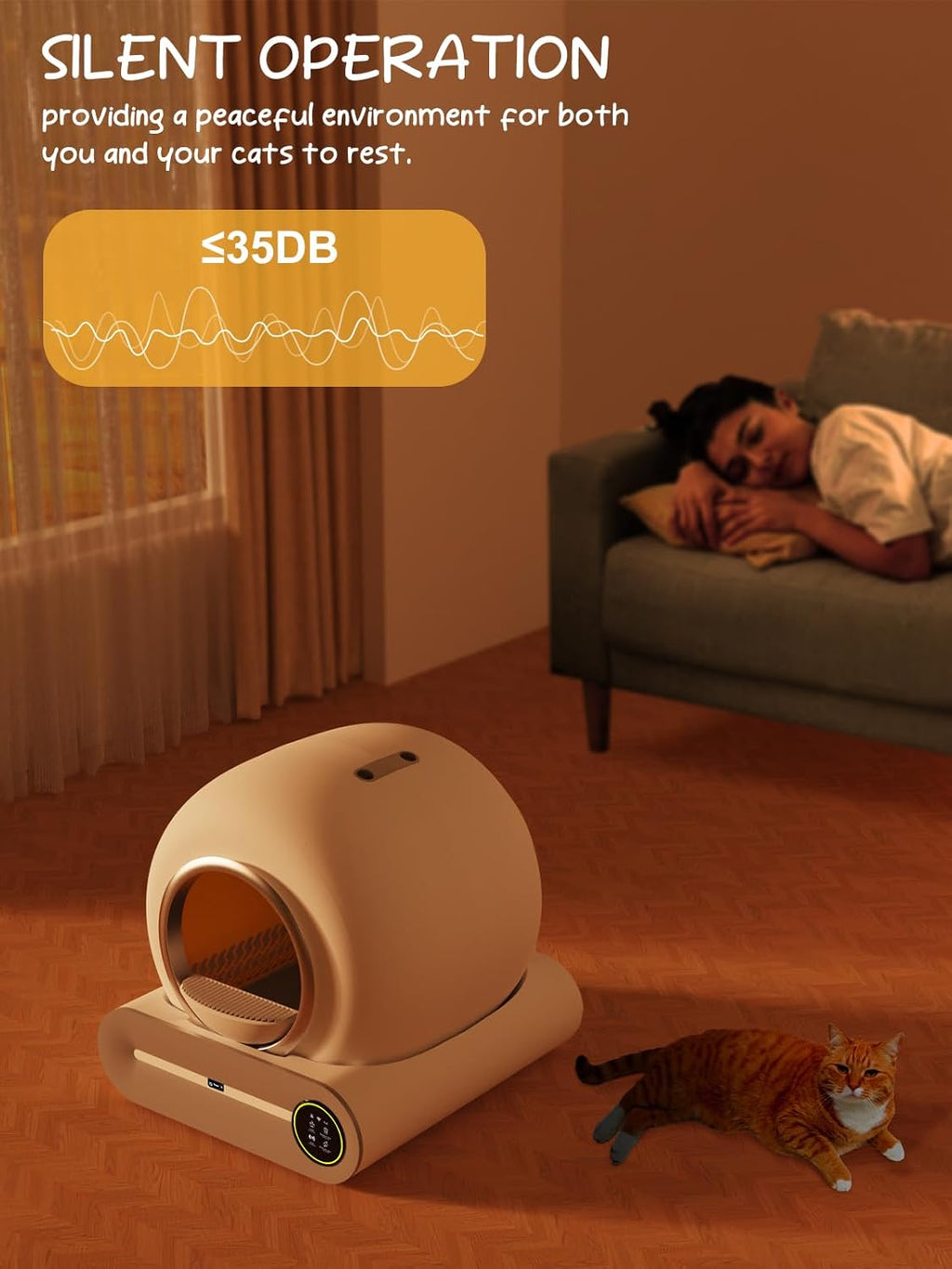 White Smart Self-Cleaning Litter Box 65L+9L Capacity E31531