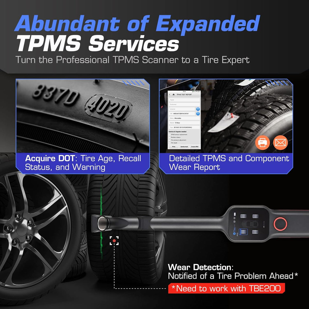 TPMS Relearn & Sensor Programming Tool with VIN Scan Y84046