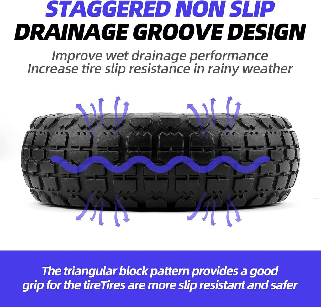 10" Flat-Free Black Replacement Tires 4 Pack H7780
