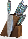 11-Piece Damascus Knife Block Set with Abalone Shell Handle Japanese VG10 Steel Chef Knife F316