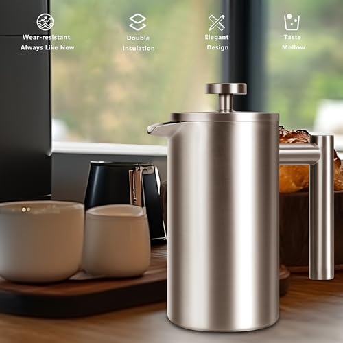 12 OZ Stainless Steel French Press Coffee Maker E54927