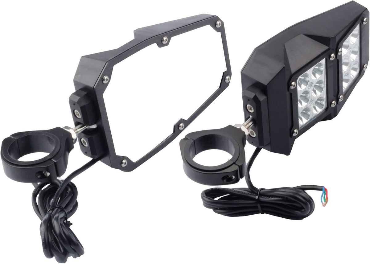UTV Side Rear View Mirrors With LED Lamp for 1.75 - 2 Diameter Round Tube Roll Cages A4478