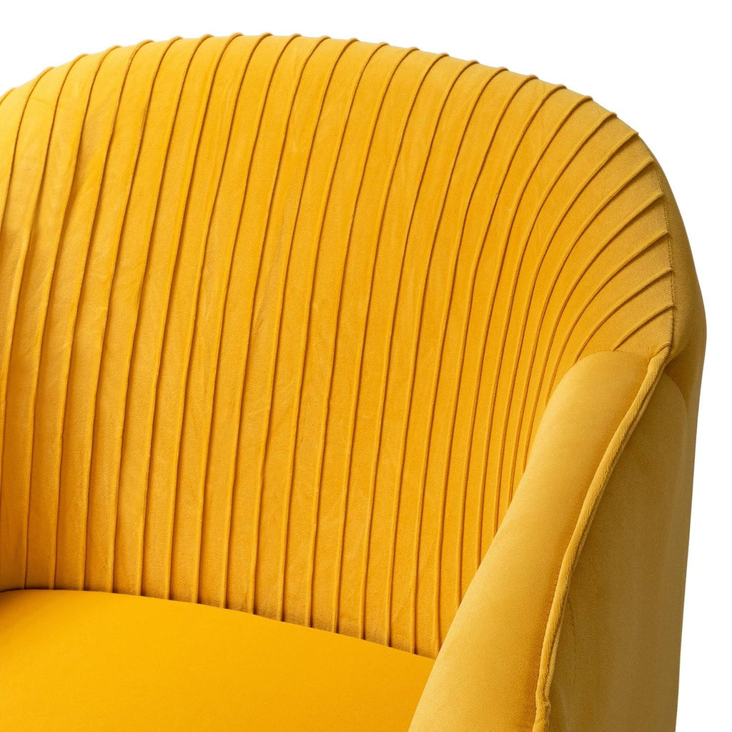 Mustard Upholstered Barrel Chair with Golden Base B304