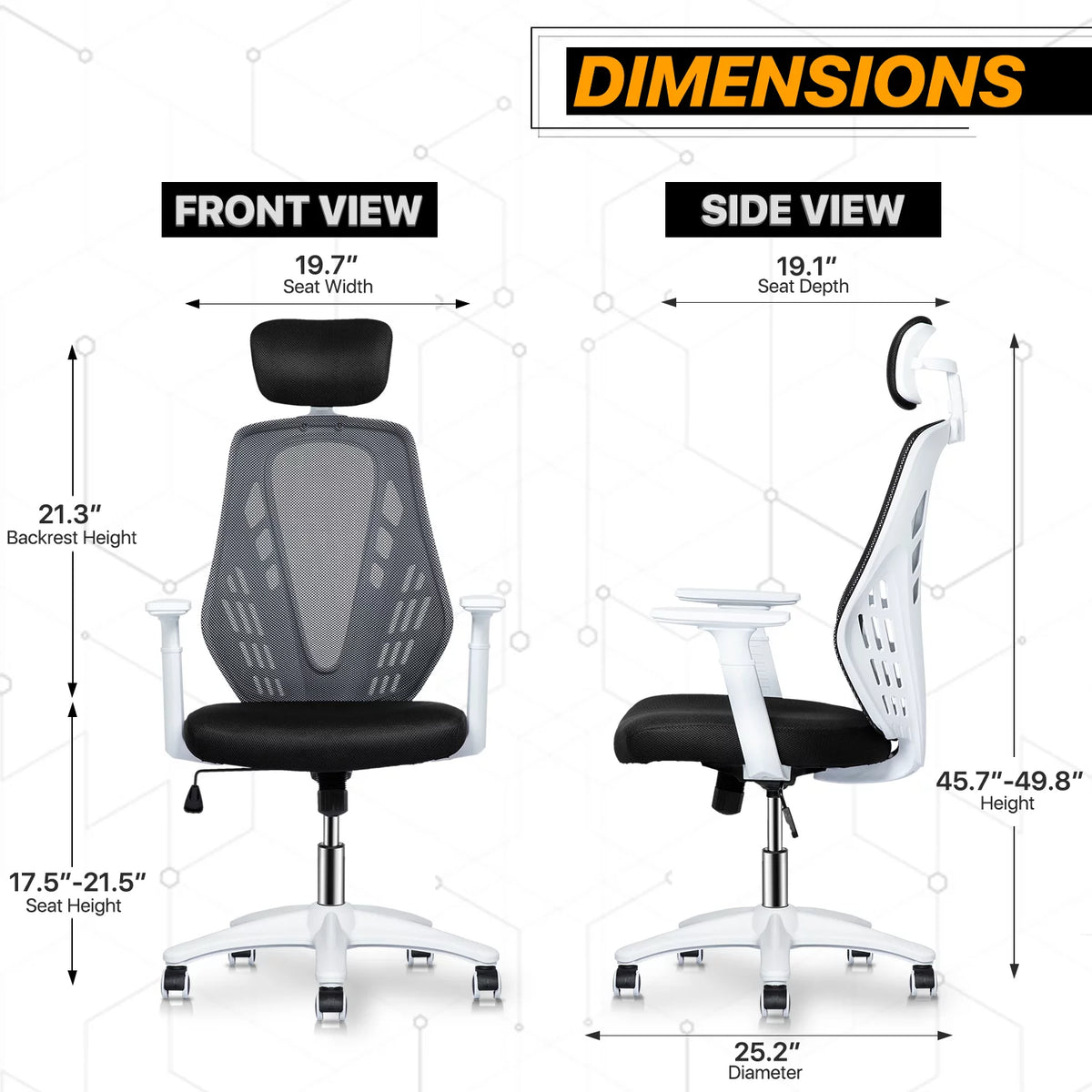 Black Mesh High Back Task Chair with Headrest K625581