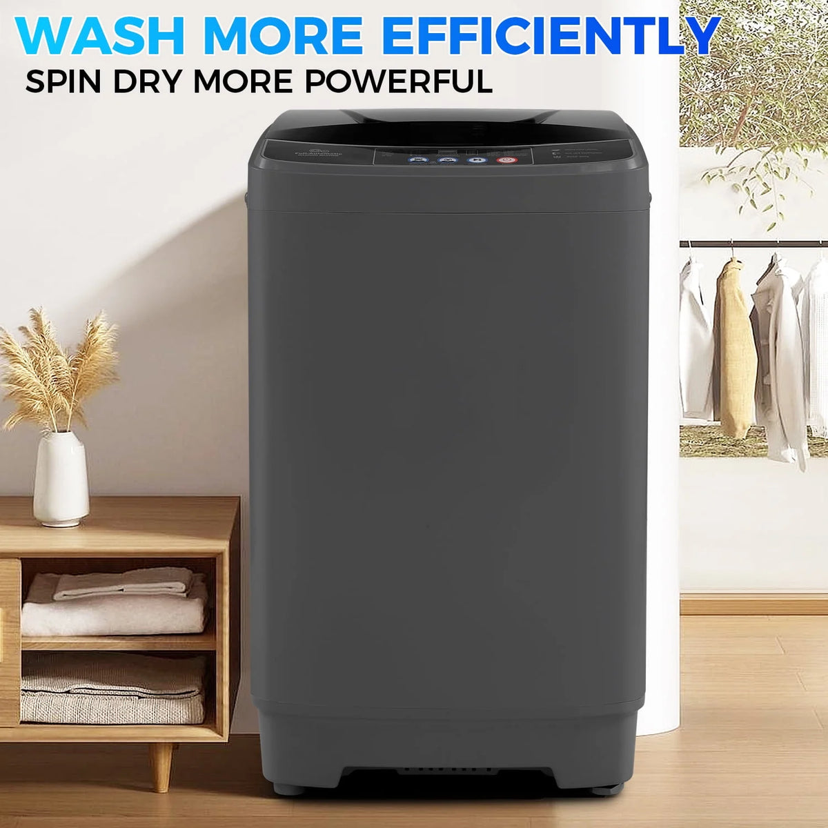 15.6lbs Fully Automatic Portable Washing Machine Dark Gray M497776