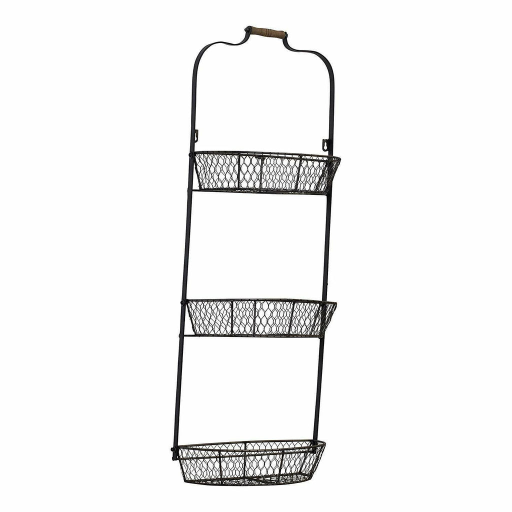 Black Metal Triple Wall Basket I94053