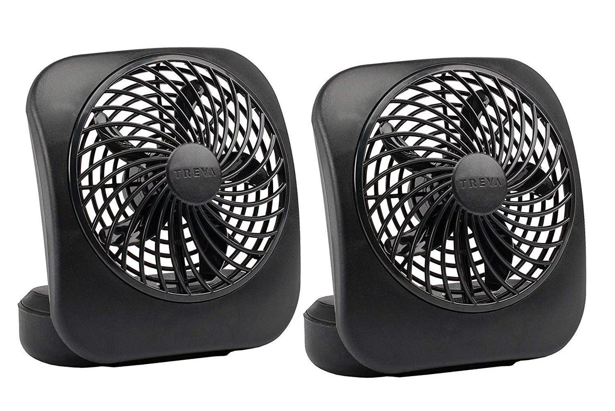 5 inch Portable Battery Powered 2 Speed Desktop Fan, Gray, 2 Pack J636107