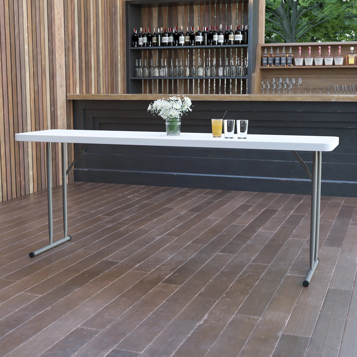 6' Granite White Plastic Folding Table B54957