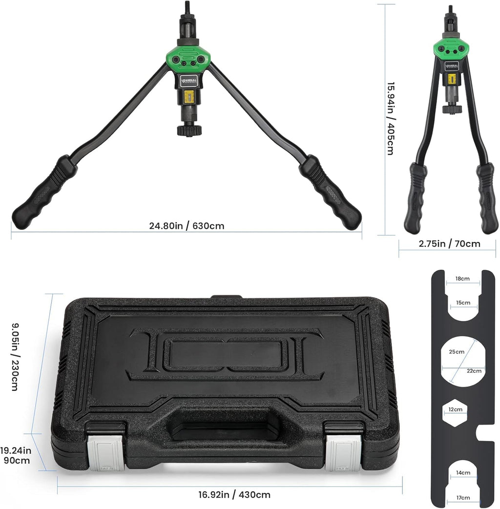 16 Rivet Tool Kit with 120PCS Rivet Nuts & Plastic Case J87117
