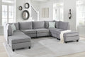 Gray Velvet 8Pc Modular Sectional Sofa I1952