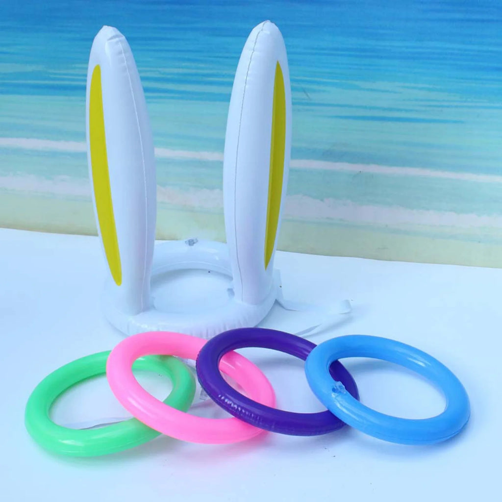 Easter Inflatable Bunny Ear Ring Toss Game Kit with Handheld Pump T51931