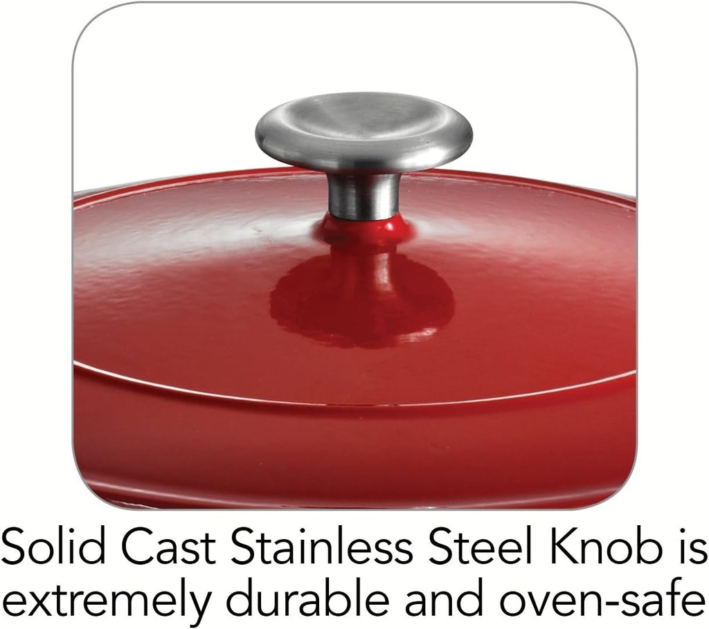 Gradated Red Enameled Cast Iron 6.5-Quart Covered Round Dutch Oven X242024