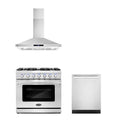 3 Piece Kitchen Appliance Package with Gas Range Range Hood and Dishwasher U21580
