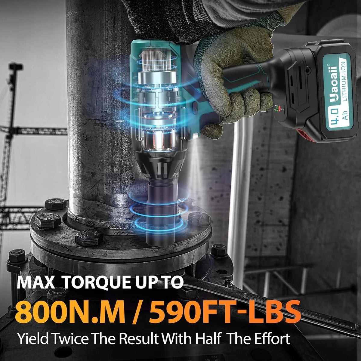 1000Nm Cordless Impact Wrench with 2X 4.0Ah Batteries P781926