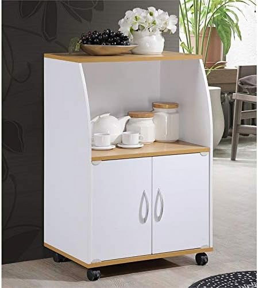 White Microwave Kitchen Cart R555801