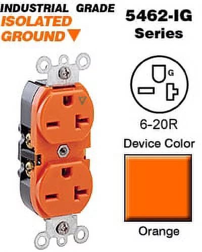 Orange 20A 250V Duplex Receptacle F88461