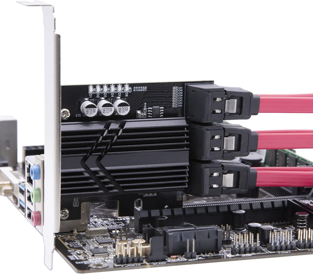 6 Ports PCIe SATA 3.0 6Gbps Expansion Controller Card with 6 SATA Cables and Heatsink E3188
