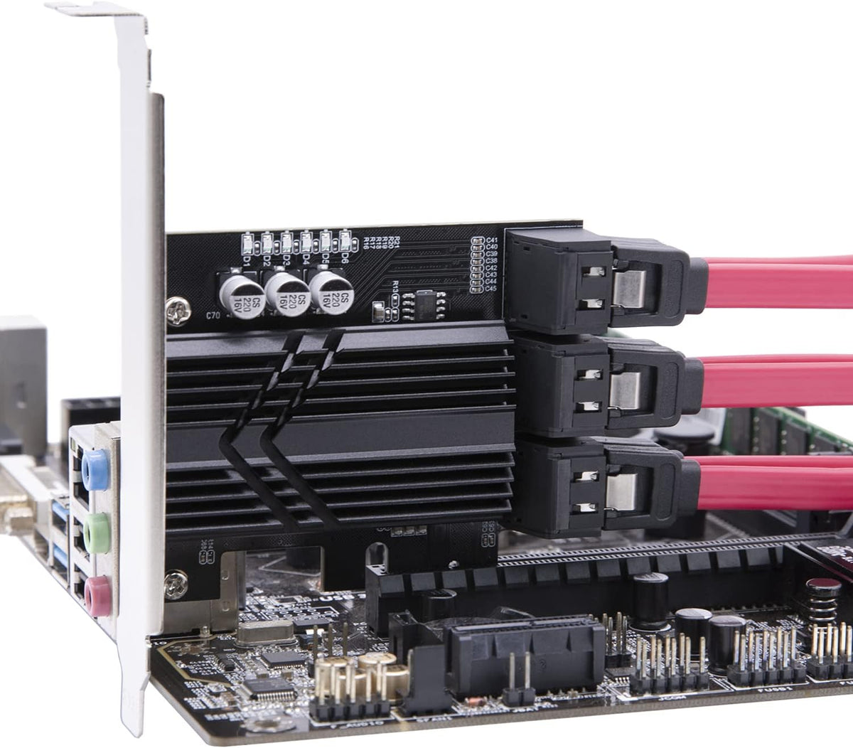 6 Ports PCIe SATA 3.0 6Gbps Expansion Controller Card with 6 SATA Cables and Heatsink E3188