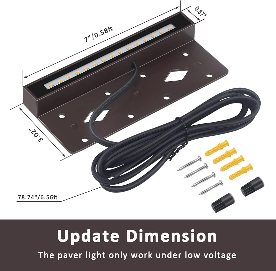 7 Inch 8-Pack 4W LED Hardscape Paver Lights 12V Low Voltage Landscape Lighting 2700K IP65 Waterproof Q583