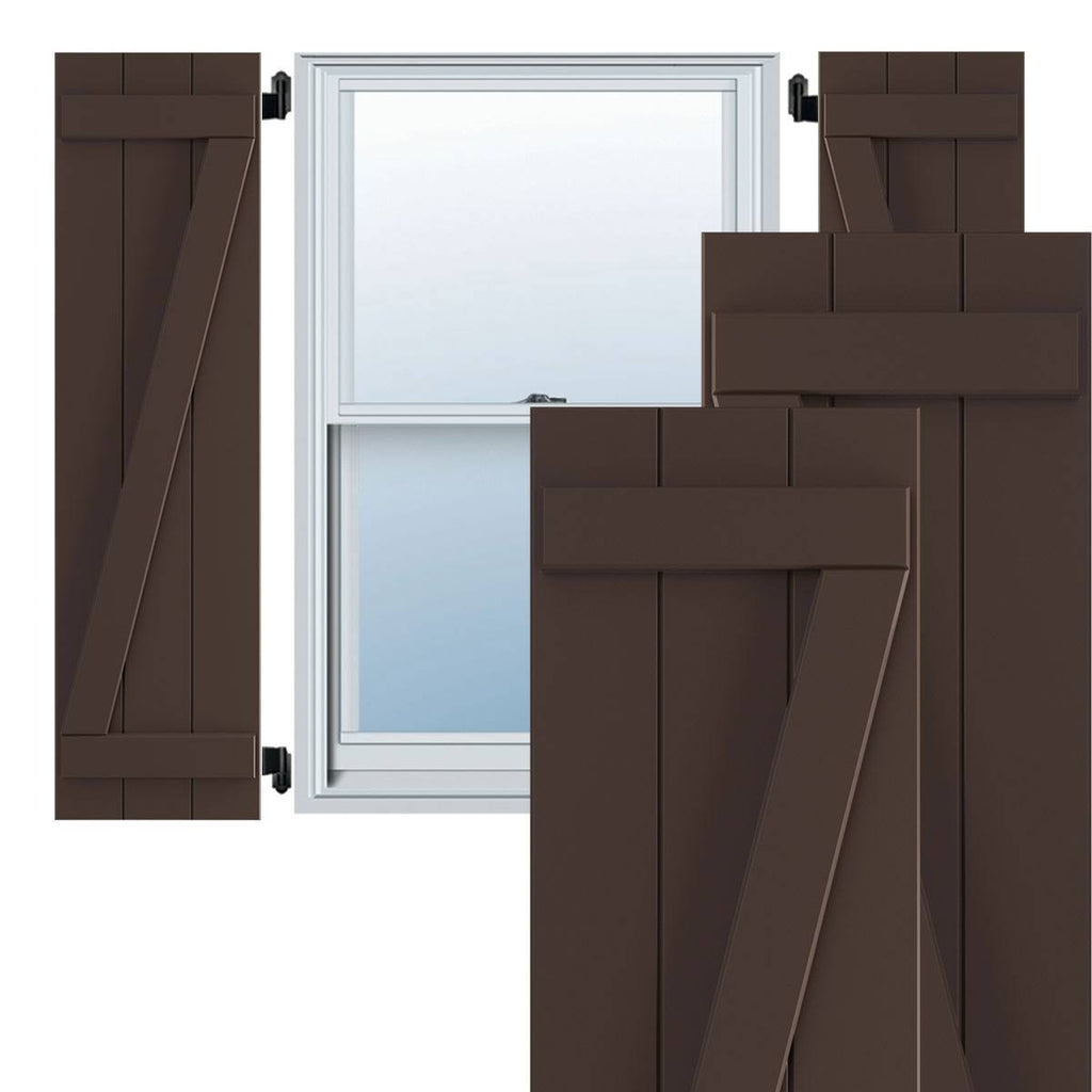 16 1/8x22W x 71x22H PVC Three Board Joined Board-n-Batten Shutters w/Z-Bar W1836