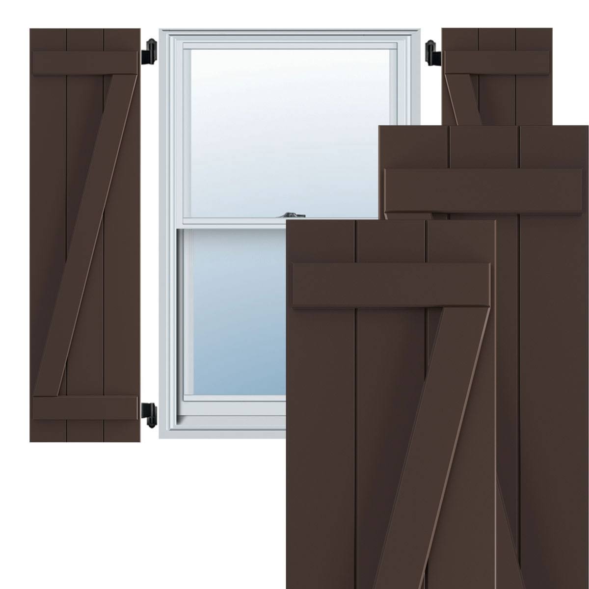 16 1/8x22W x 71x22H PVC Three Board Joined Board-n-Batten Shutters w/Z-Bar W1836