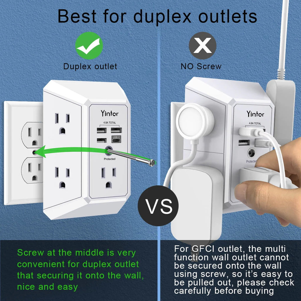 5 Outlets 4 USB Ports Surge Protector O489358