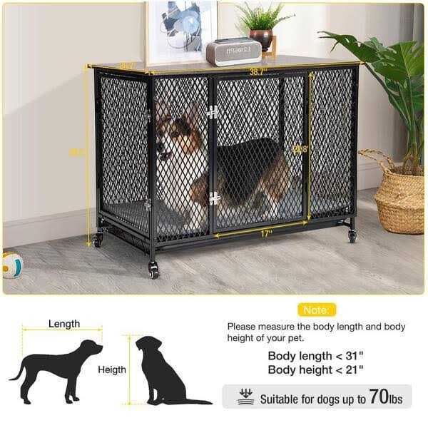 Dog Crate Furniture Side End Table with Tray L8910