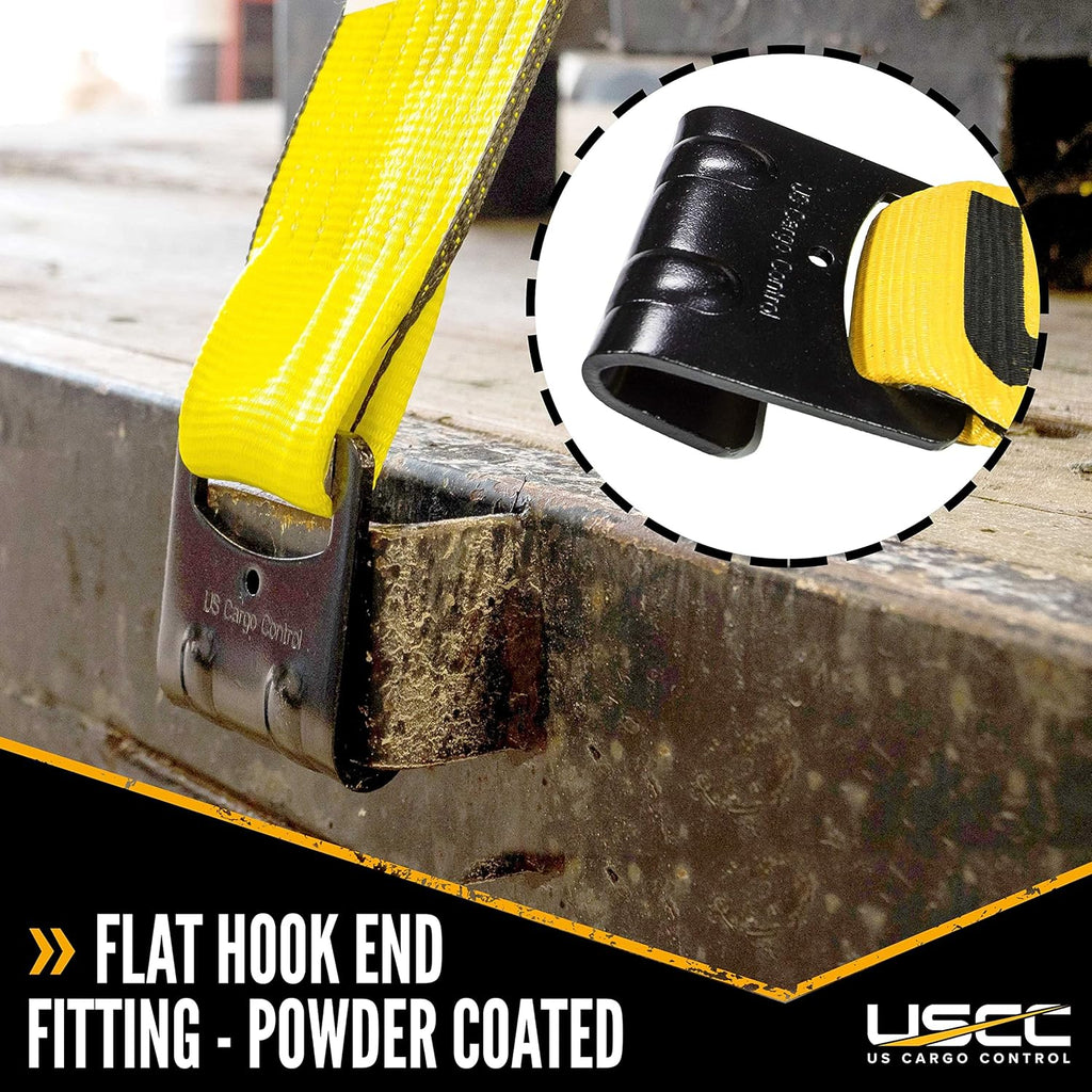 4 Inch x 11 Inch Yellow Fixed End with Ratchet and Flat Hook W475