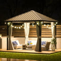 10' X 12' Aluminum Hardtop Gazebo with Galvanized Steel Double Roof D1076