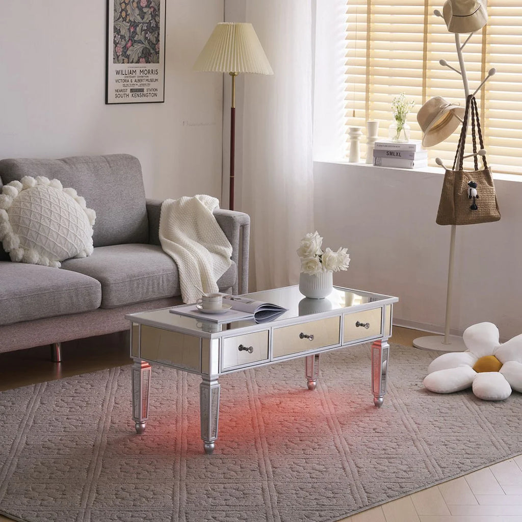 Mirrored Coffee Table with 3 Drawers L31975