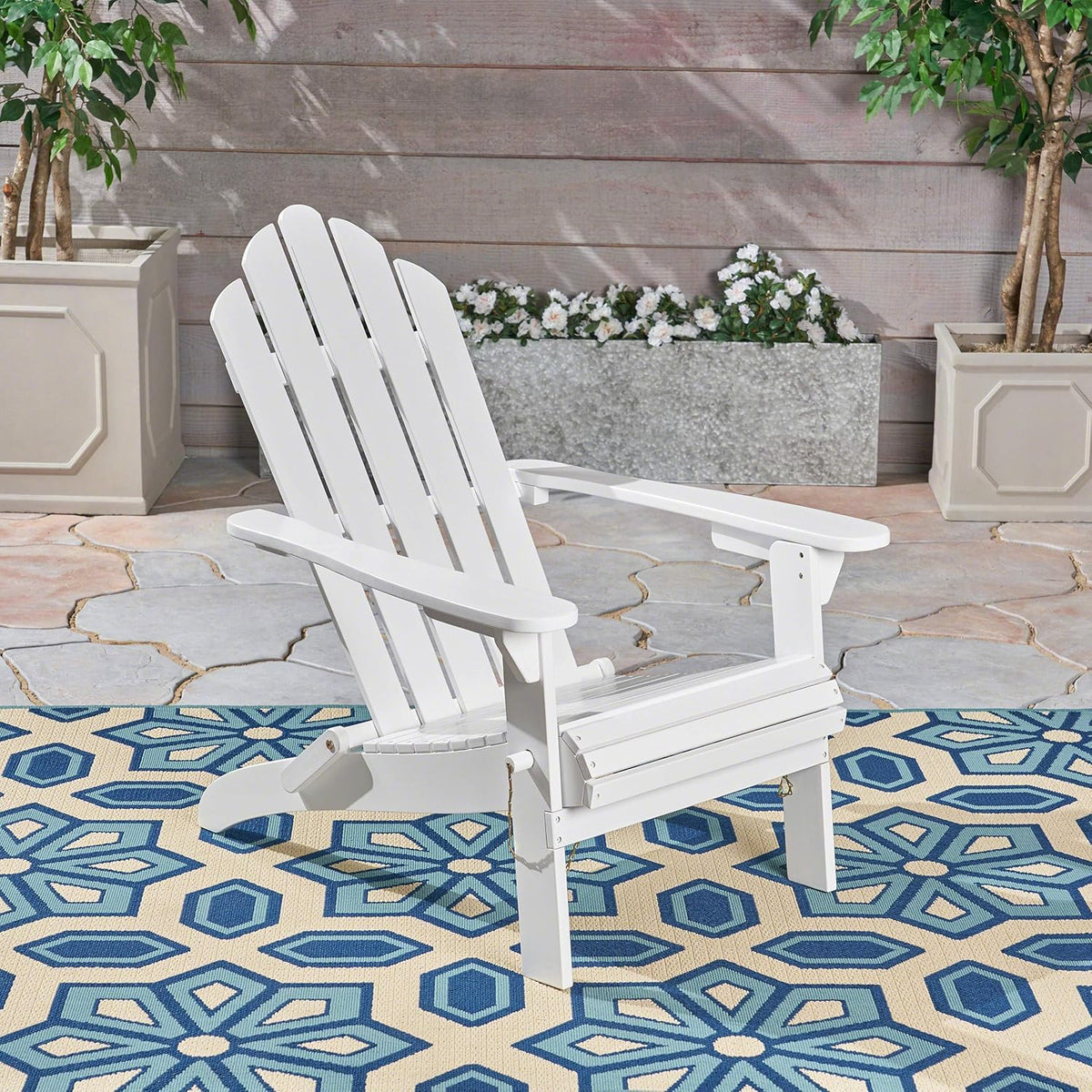 White Finish Acacia Wood Adirondack Chair M203